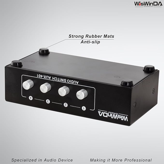 4-in 1-Out RCA 3.5mm AuxAudio Switch Box Audio Converter 4 Channels 1-in 4-Out