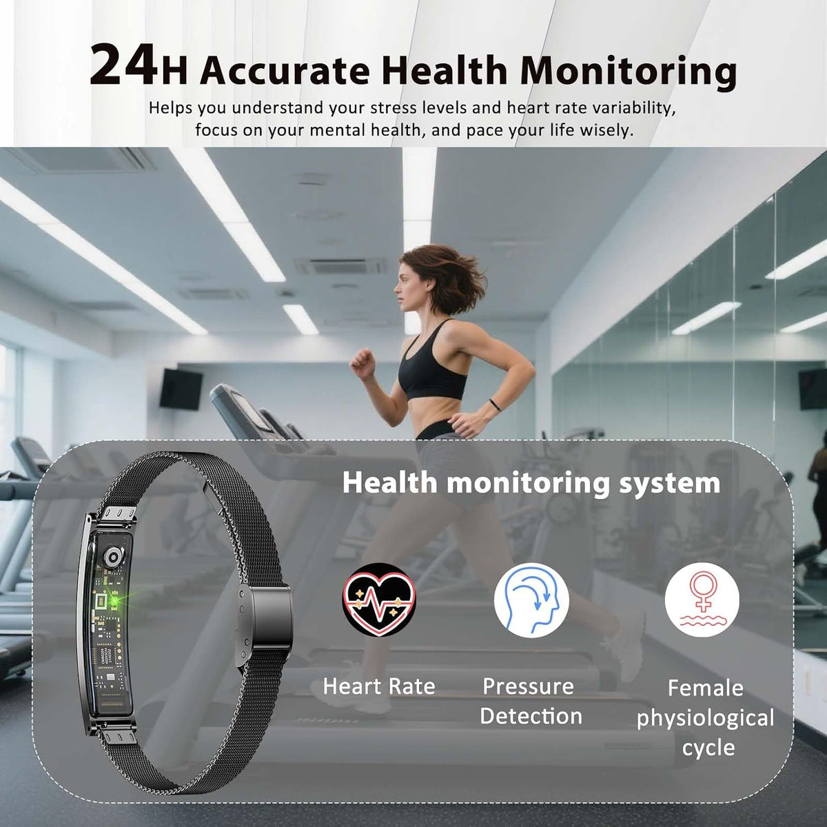 smart bracelet fitness health tracker for men women shown in use