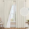 LAMIT Ivory 100% Blackout Linen Curtains 84 Inches Long, Linen Textured Living