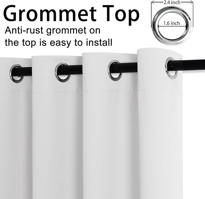 JIUZHEN Blackout Curtain with Tiebacks-Thermal Insulated and Light Blocking
