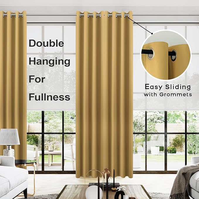 KOUFALL 96 Inches Long Curtains 2 Panel Set, Elegant Blackout Thermal Room