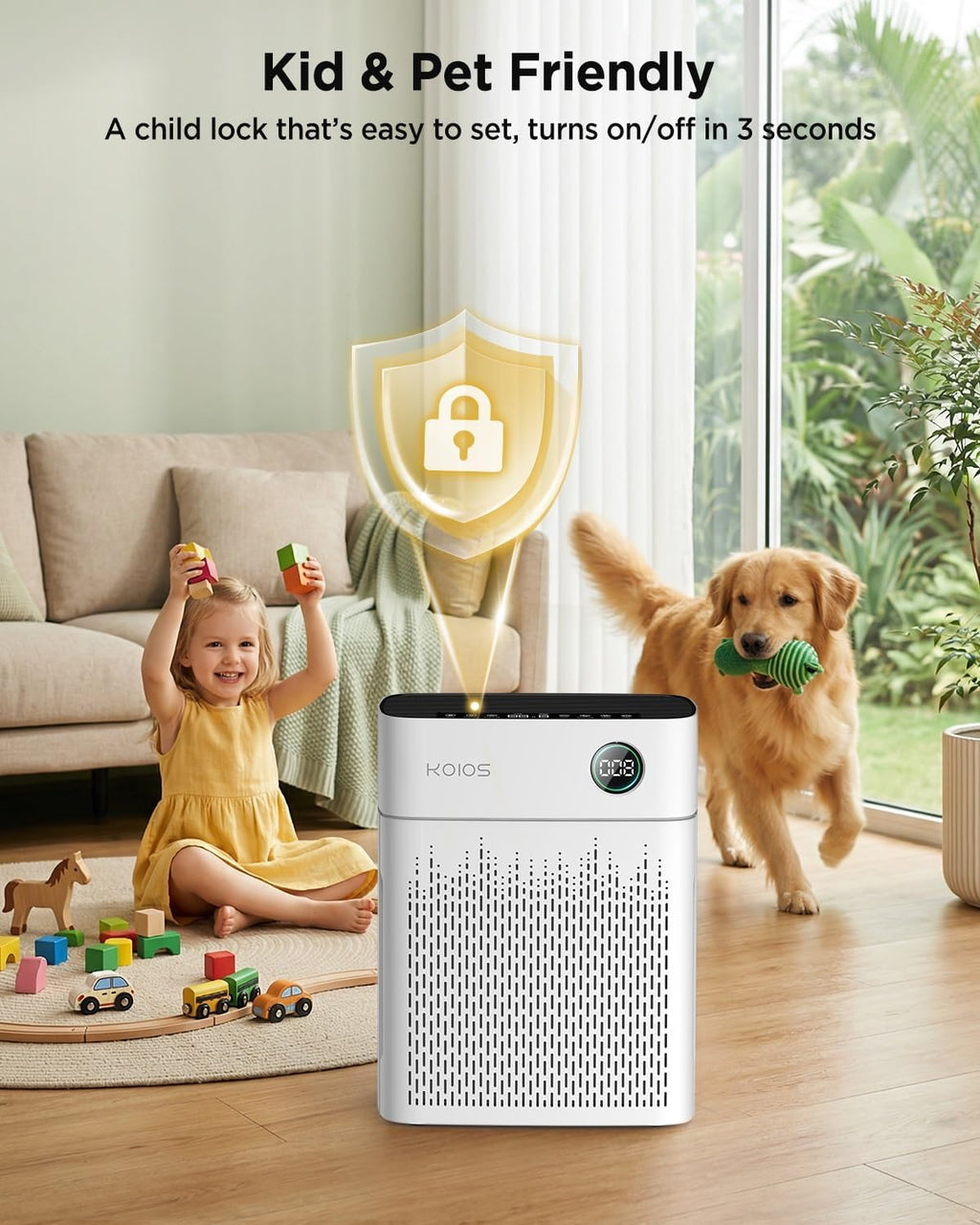 KOIOS H13 True HEPA Air Purifier for Home Bedroom 2500 sq ft, Carbon Filter