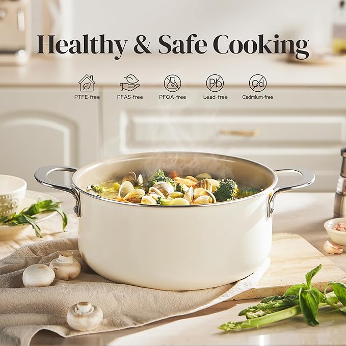 Redchef Ceramic Stock Pot with Lid, Soup Pot