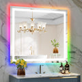 YEELAIT 40x36 Inch RGB LED Bathroom Mirror Front Light and RGB Backlit Lighted