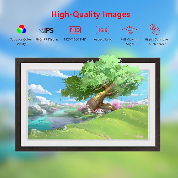 FRAMEO 21.5 inch Large Digital Photo Frame Touch Screen 32GB WiFi Smart Picture
