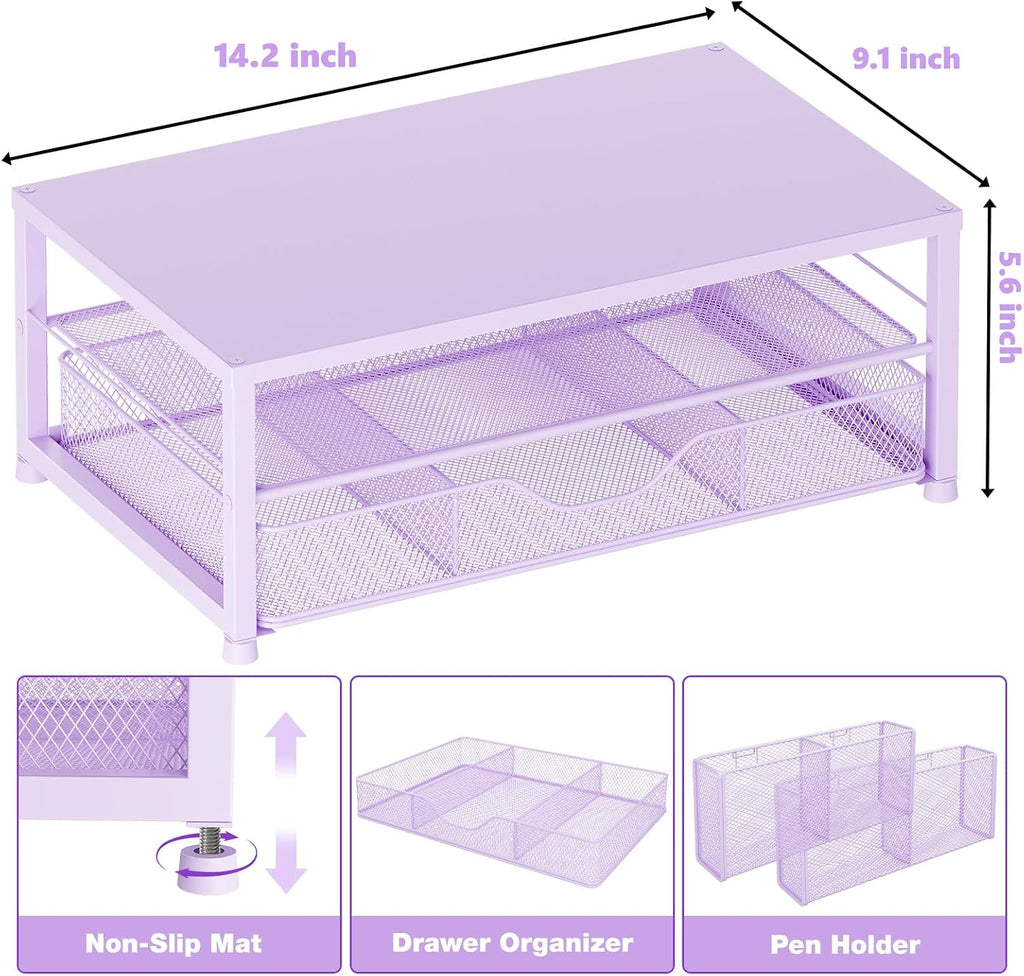 opnice desk organizer and accessories, 2-tier computer monitor, close-up detail