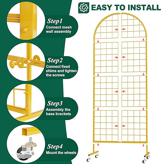 Asee'm Grid Wall Panels Display Stand 2' x 5.2' FT Gold Movable Wire Grid Wall