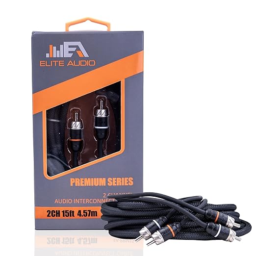 Elite Audio Premium Series 15ft. 2-Channel Car Audio RCA Cable – Double Shielded