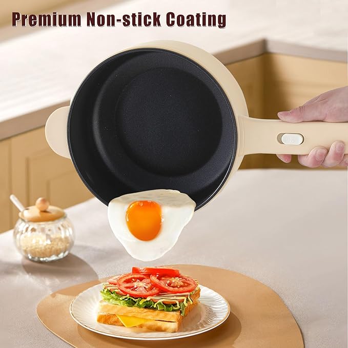 Dezin Electric Cooker, 2L Non-Stick Sauté Pan, Rapid Noodles Cooker, Mini Pot