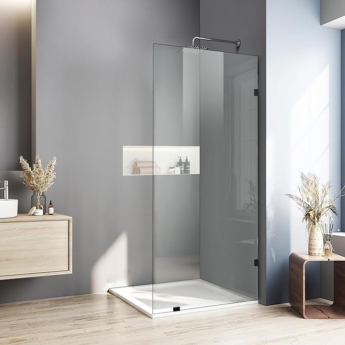 36" W x 78.75" H Shower Screen, Fixed Frameless Shower Glass Panel