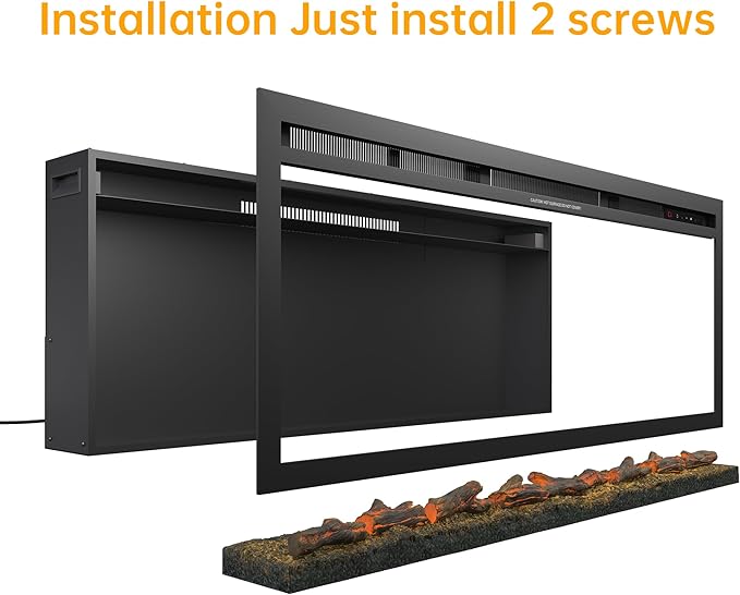 50" Electric Fireplace, Ultra-Thin Recessed/Wall Mounted Electric Fireplace