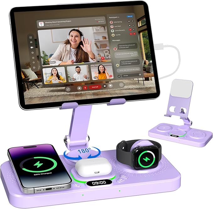 30W Charging Station for Apple Products, Foldable Wireless Charger