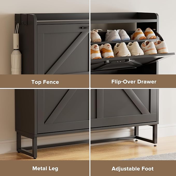 EOYUTLLY Shoe Cabinet Storage for Entryway, Narrow Shoe Rack