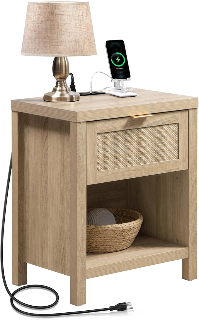 SICOTAS Night Stand with Charging Station