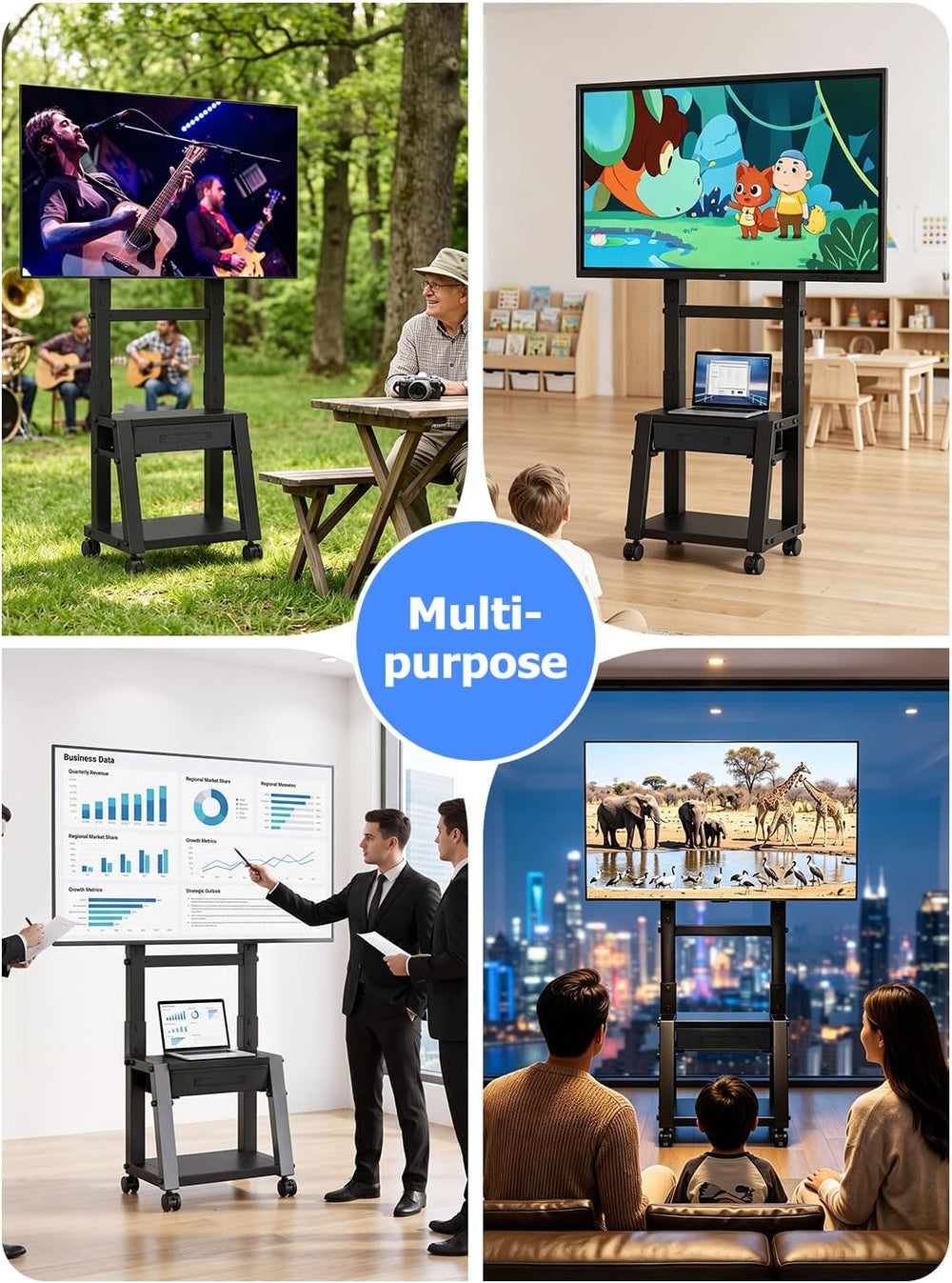 Suptek Mobile TV Cart with Storage Drawer for 32-75 inch Flat/Curved TVs