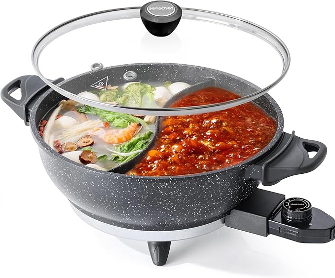 TWIN™ Electric Hot Pot with Divider | EvenHeat Cast Aluminum Non-Stick Pot