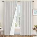 LAMIT 100% Blackout Linen Curtains 84 Inches Long, Linen Textured Living Room