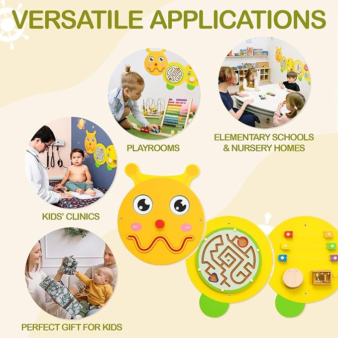 Monläurd® Caterpillar Montessori Busy Board, Sensory Board, Educational Toys