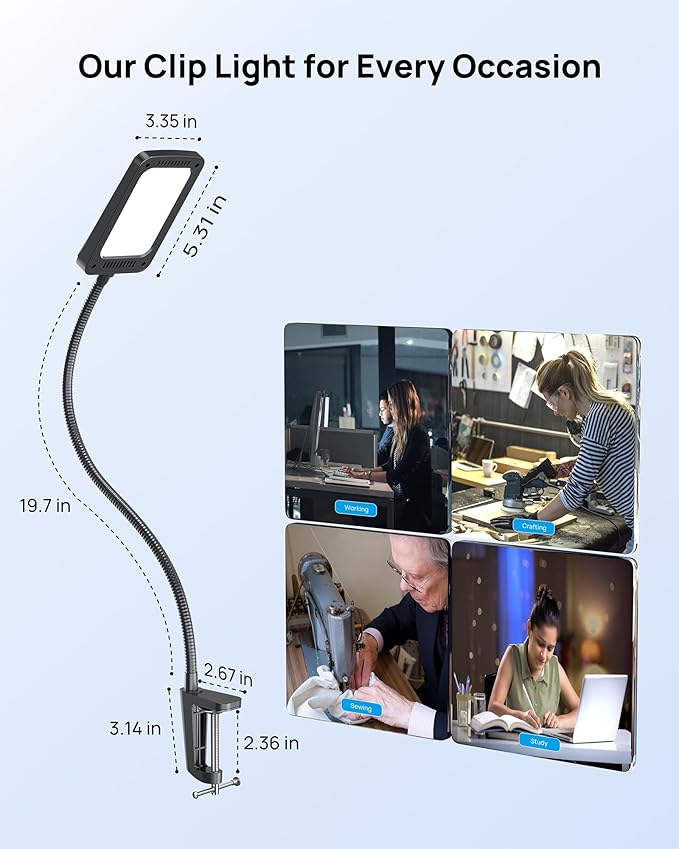 TROND LED Desk Lamp with Clamp, 1000LM Super Bright 3-Level Dimmable Desk Light