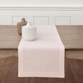 Solino Home Linen Pink Table Runner 60 Inches - Classic Hemstitch, 100% Pure Linen Coffee Table Runner 14 x 60 Inch Ideal for Dresser Tables - Halloween