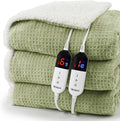Heated Blanket Electric Blanket Queen Waffle, 84x90 Inches Dual Controllers