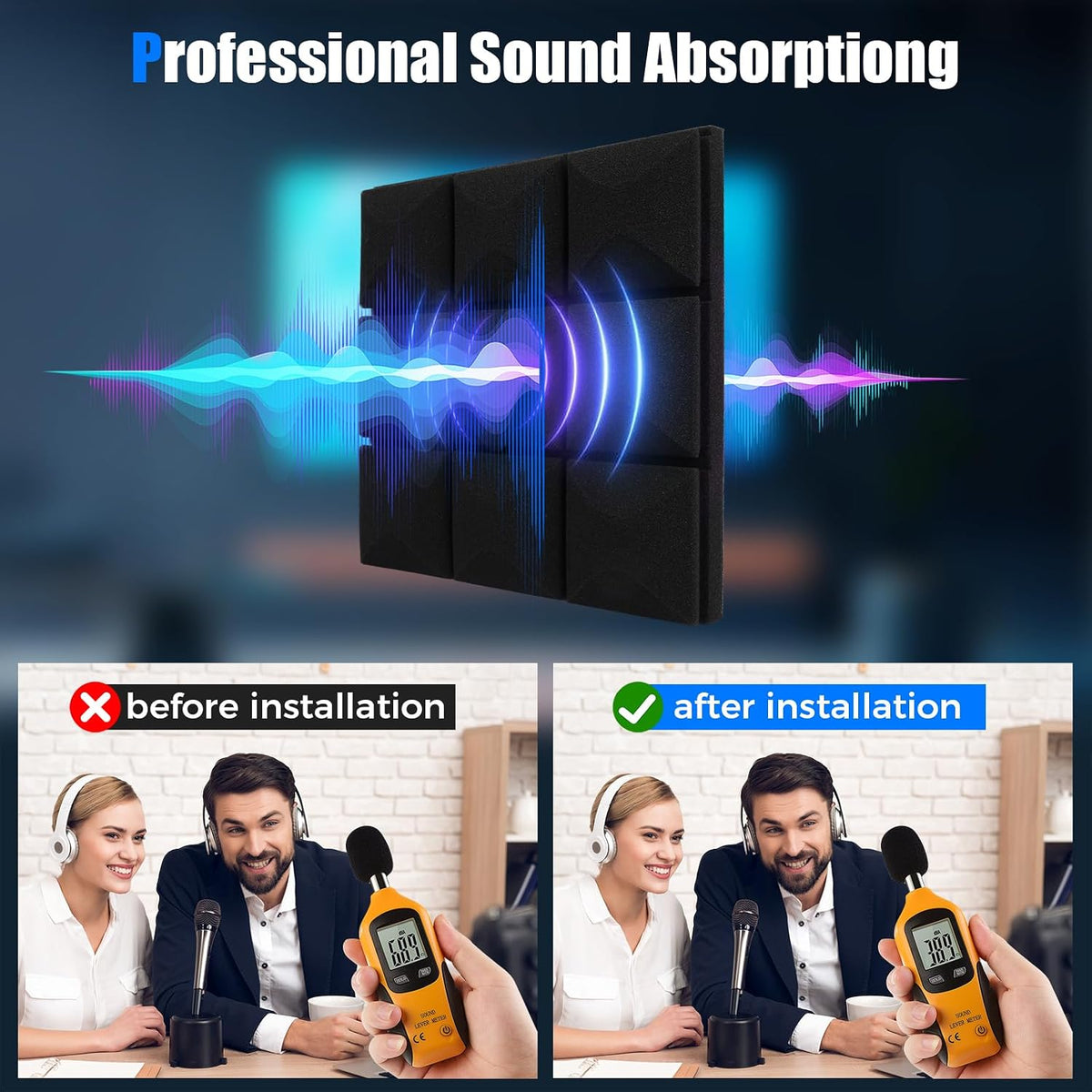 acoustic panels 12 x 12 x 2 inches, package contents
