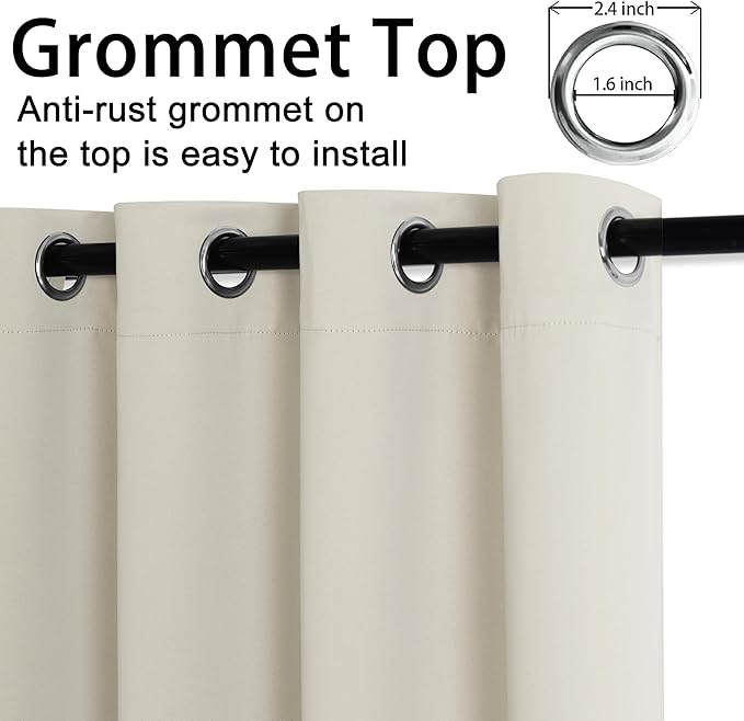 JIUZHEN Ivory Blackout Curtains