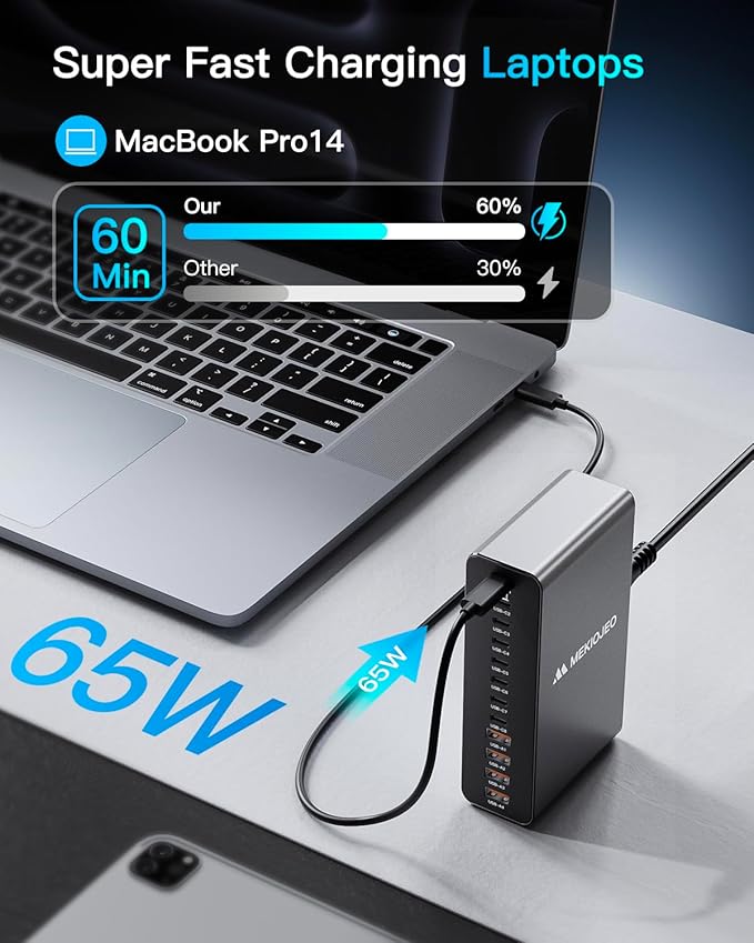 Aluminum Alloy 380W Charging Station Fast USB C Charger Block 12 Ports 65W