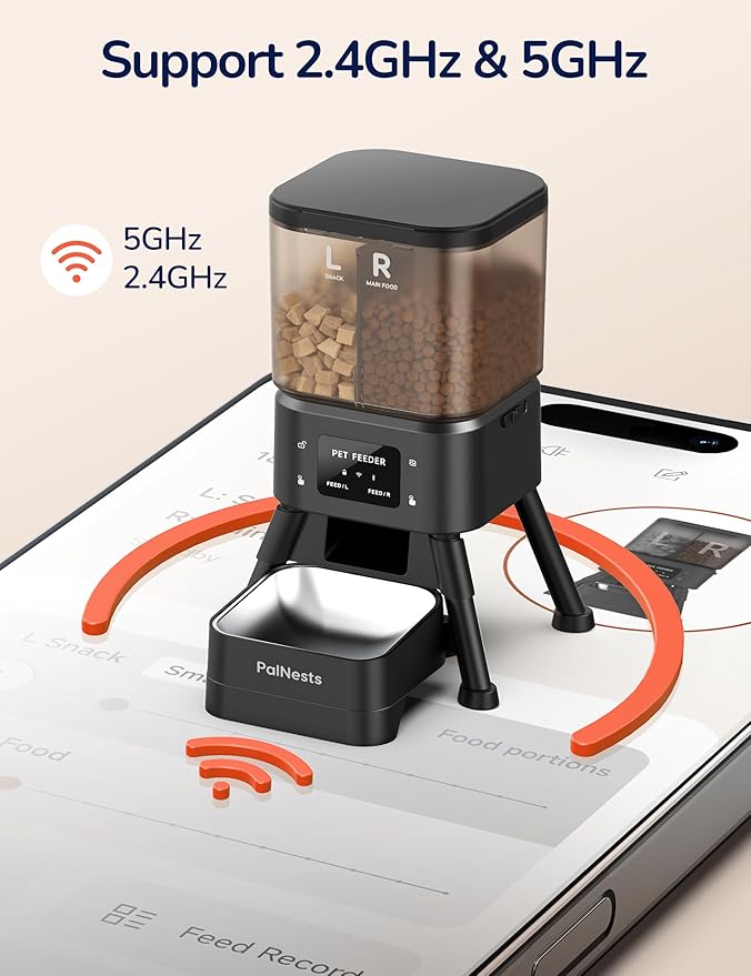 Dual Chamber Automatic Cat Feeder, Smart WiFi Pet Food Dispenser