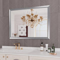 Amorho 48X36 Inch Bathroom Mirror Silver, Thick Metal Framed Wall Mirrors