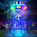 TURNMEON 10 Ft Tall Halloween Inflatable UFO Cow Abduction Decorations