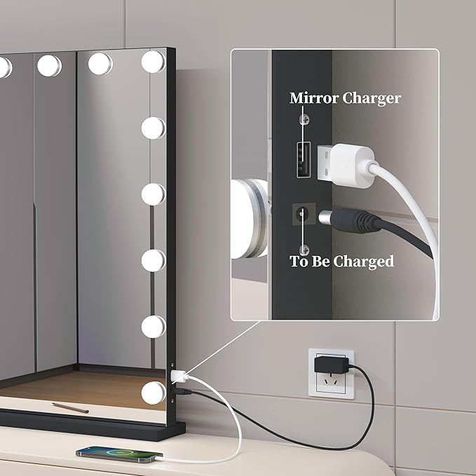 Vanity Mirror with Lights, Makeup Mirror with 17 Dimmable LED Bulbs, 3 Color