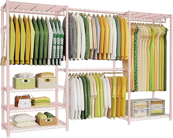 Ulif E1 Heavy Duty Closet Garment Rack, 6 Tiers Adjustable Metal Freestanding
