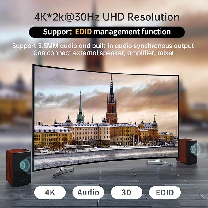 MT-VIKI 4K HDMI Matrix Switch 8X8 w/Web GUI & 3.5mm Stereo Audio Extraction