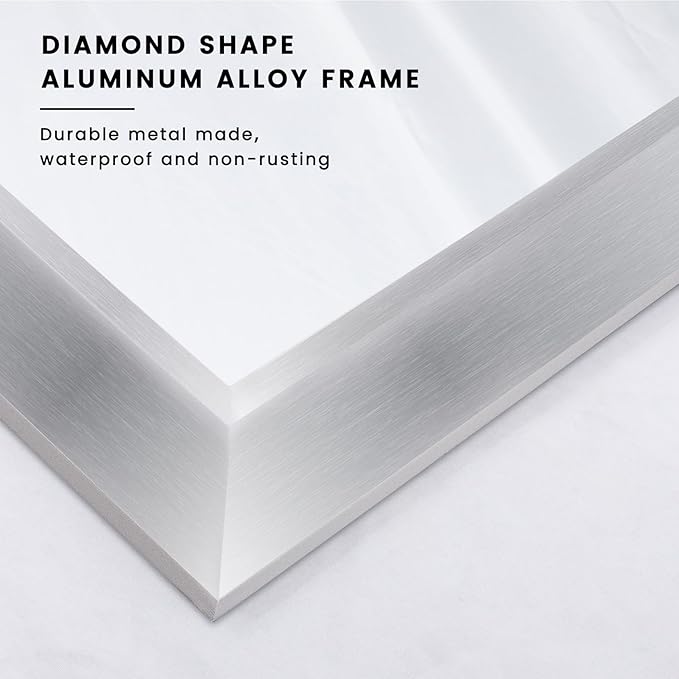 Amorho Bathroom Mirror, 40x38 Inch Silver Thick Metal Framed Wall Mirrors