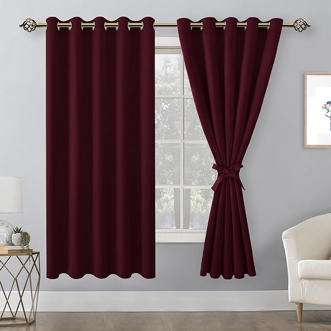 Hiasan Blackout Curtains for Bedroom, 60 x 63 Inches Length