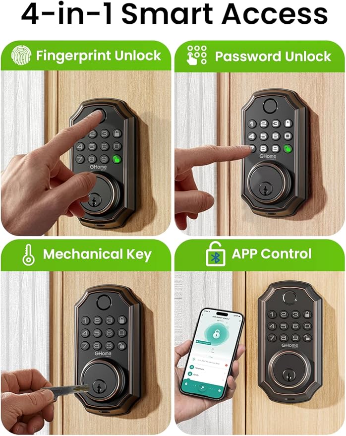 GHome Smart Door Lock KD30, Fingerprint Smart Deadbolt