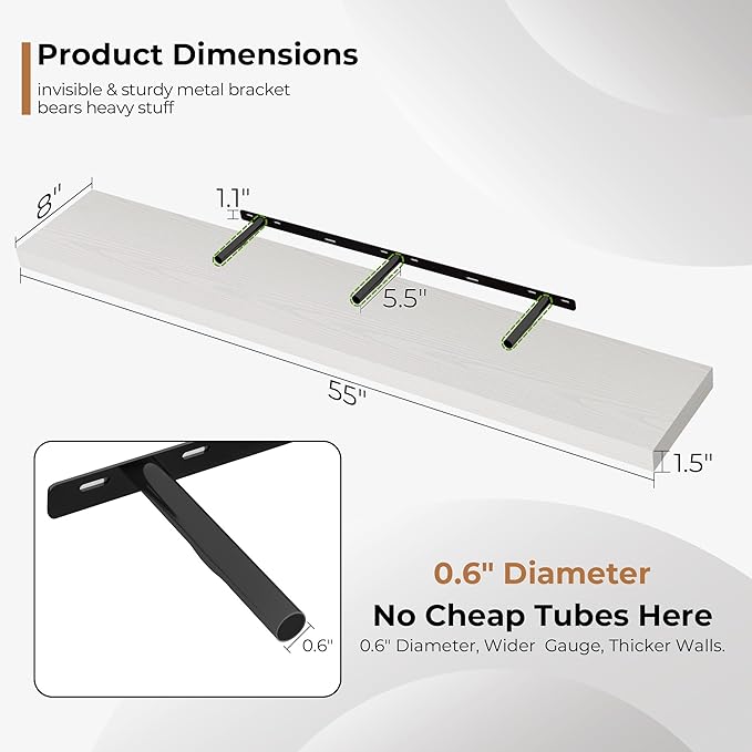 Fun Memories 55 Inch Floating Shelves (2-Pack)