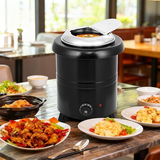 Commercial Electric Soup Kettle Warmer – 10L/11Qt Stainless Steel Pot