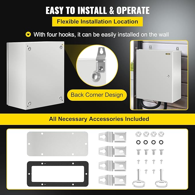 VEVOR NEMA Steel Enclosure, IP66 Waterproof & Dustproof, Outdoor/Indoor