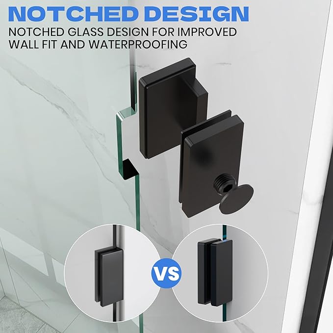 36" W x 78.75" H Shower Screen, Fixed Frameless Shower Glass Panel