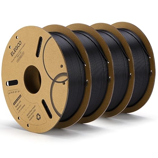 ELEGOO PLA Filament 1.75mm Black 4KG, 3D Printer Filament Bulk Dimensional