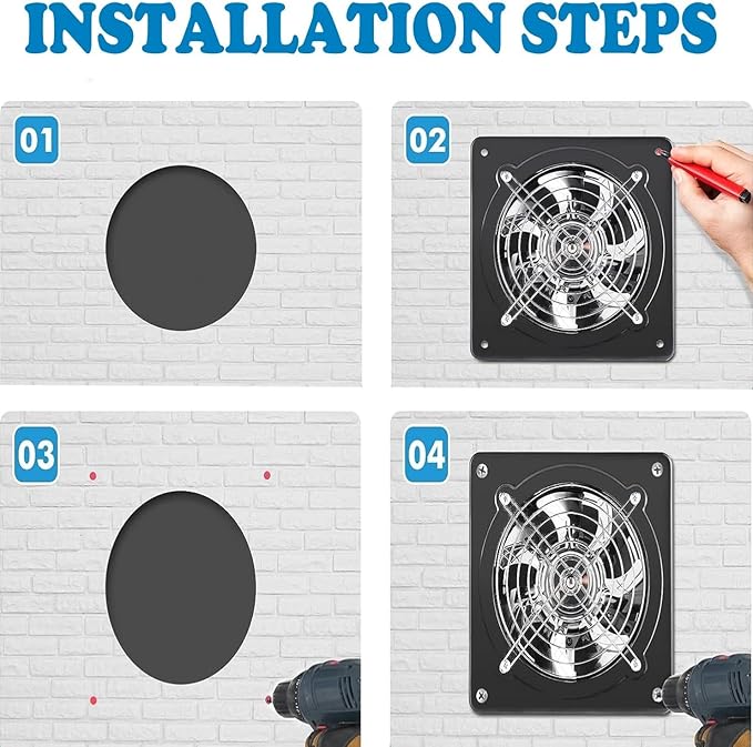 Aydomer Exhaust Fan 78W Through-wall installation Ventilation Fans 110V Exhaust