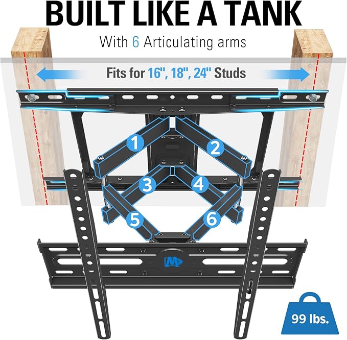 Mounting Dream TV Wall Mount for Most 32-65 Inch TV, Full Motion TV Mount