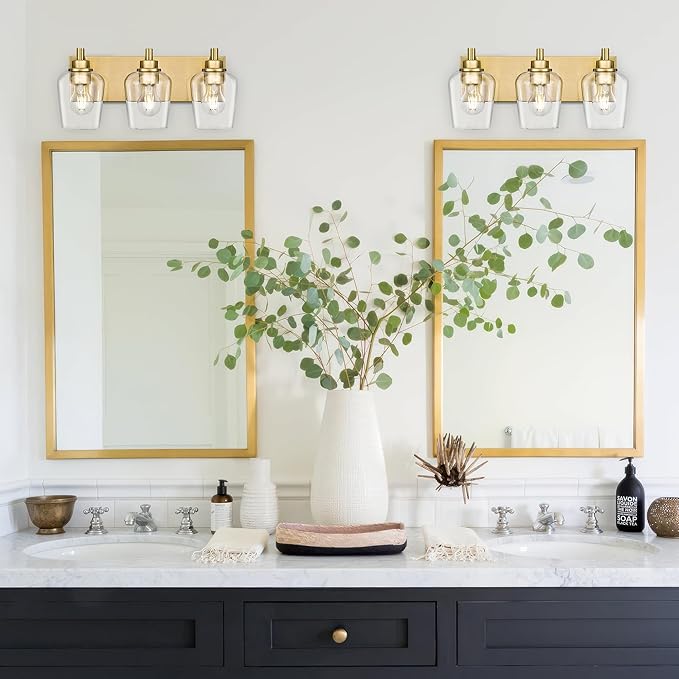 METWET Bathroom Light Fixtures, 3-Light Modern Vanity Light