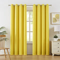 DUALIFE 90 Inch Curtains Yellow, Room Darkening Curtains, Thermal Insulated (Set of 2)