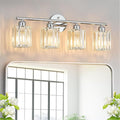 FDPBY Modern 4 Light Crystal Vanity Light, Chrome Vertical Bathroom Light