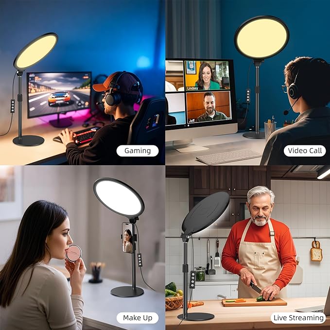 Anautin 10.5in LED Desk Ring Light, Video Conference Lighting