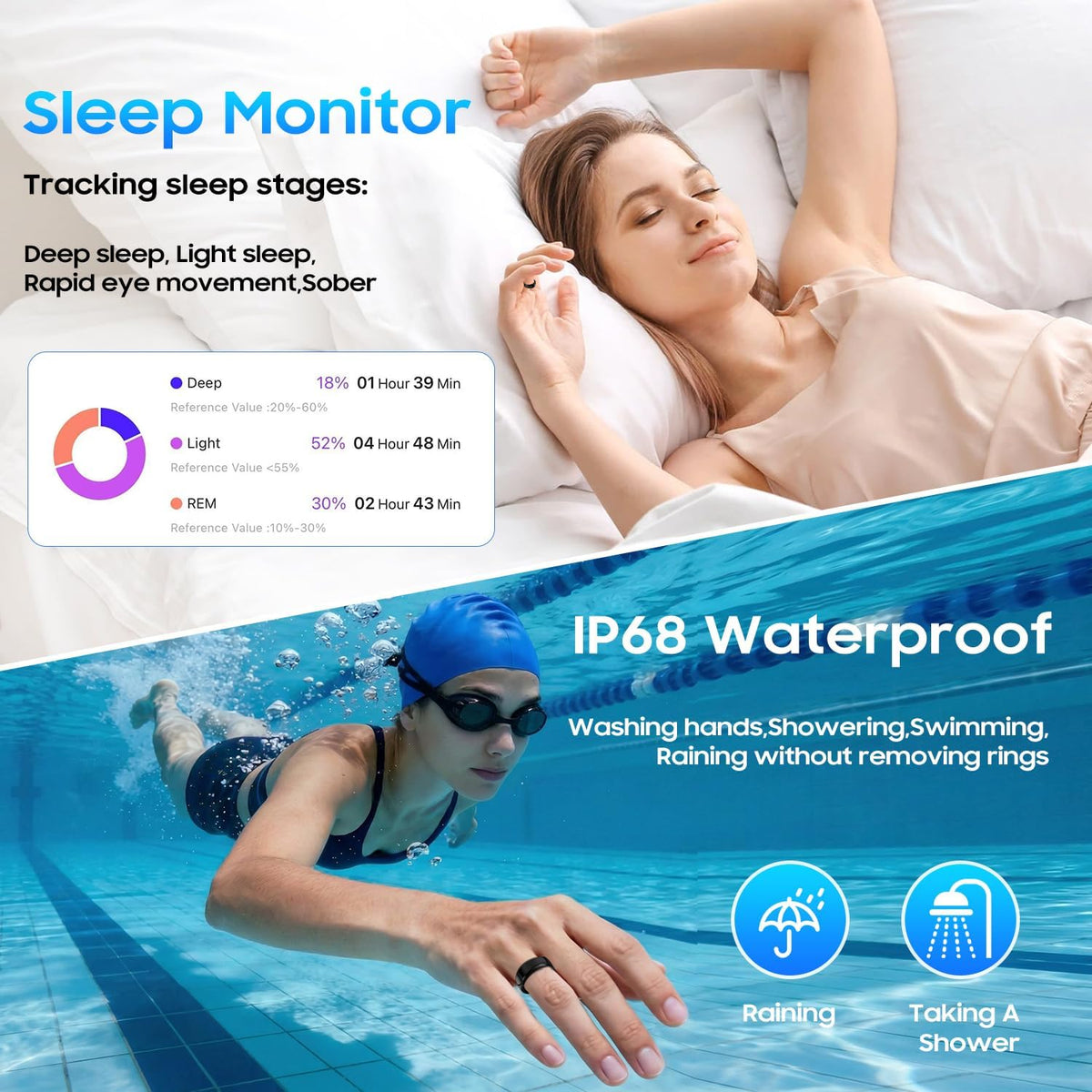 smart ring health tracker for women men, fitness, package contents