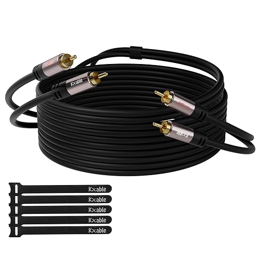 RCA Cable 75FT, 2RCA Male to 2RCA Male Stereo Audio Cable, 【Oxygen-Free Copper